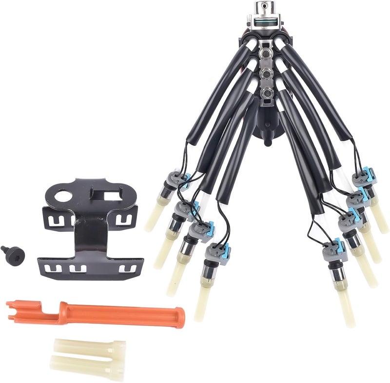 Bario Fuel Spider Injector W/Bracket Replacement For 1996- GM Chevy Pickup Trucks Suburban Express Savana Vortec # (FJ504 5.7 Vortec V8) - Image 1